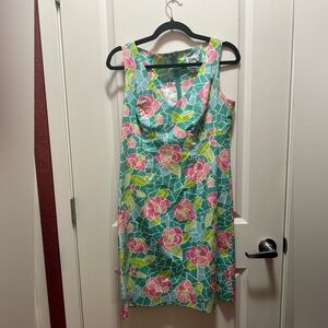 Vintage 1990s Lilly Pulitzer Stained Glass Mosaic Dress 8 | Sleeveless Sheath